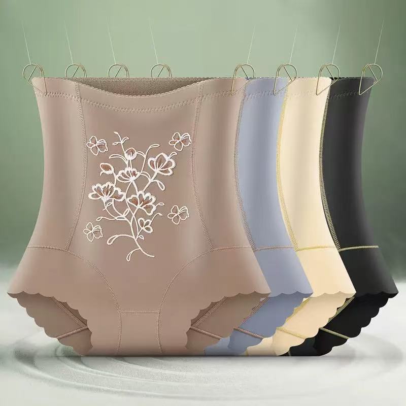 Pantalones de vientre de cintura alta bordados tridimensionales exquisitos de alto lujo, sin costuras, transpirables, ropa interior de mujer de gran tamaño, pantalones de cuerpo de cintura moldeados