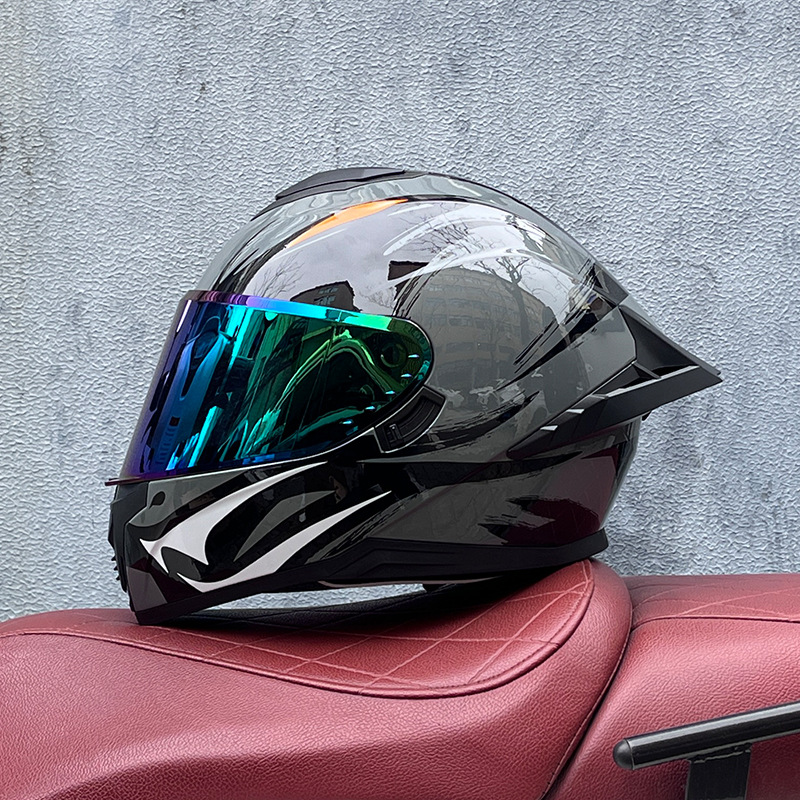 Casco integral transfronterizo DOT de la versión mejorada de LVS con doble lente para hombres, casco de seguridad universal para todas las estaciones para motociclistas femeninas, casco de motocicleta con doble lente.