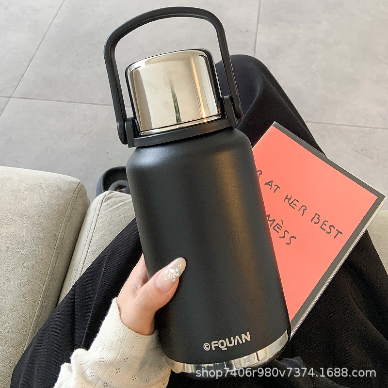 简约保温杯大容量带盖可喝水杯高颜值手提便携水壶316不锈钢杯子|undefined