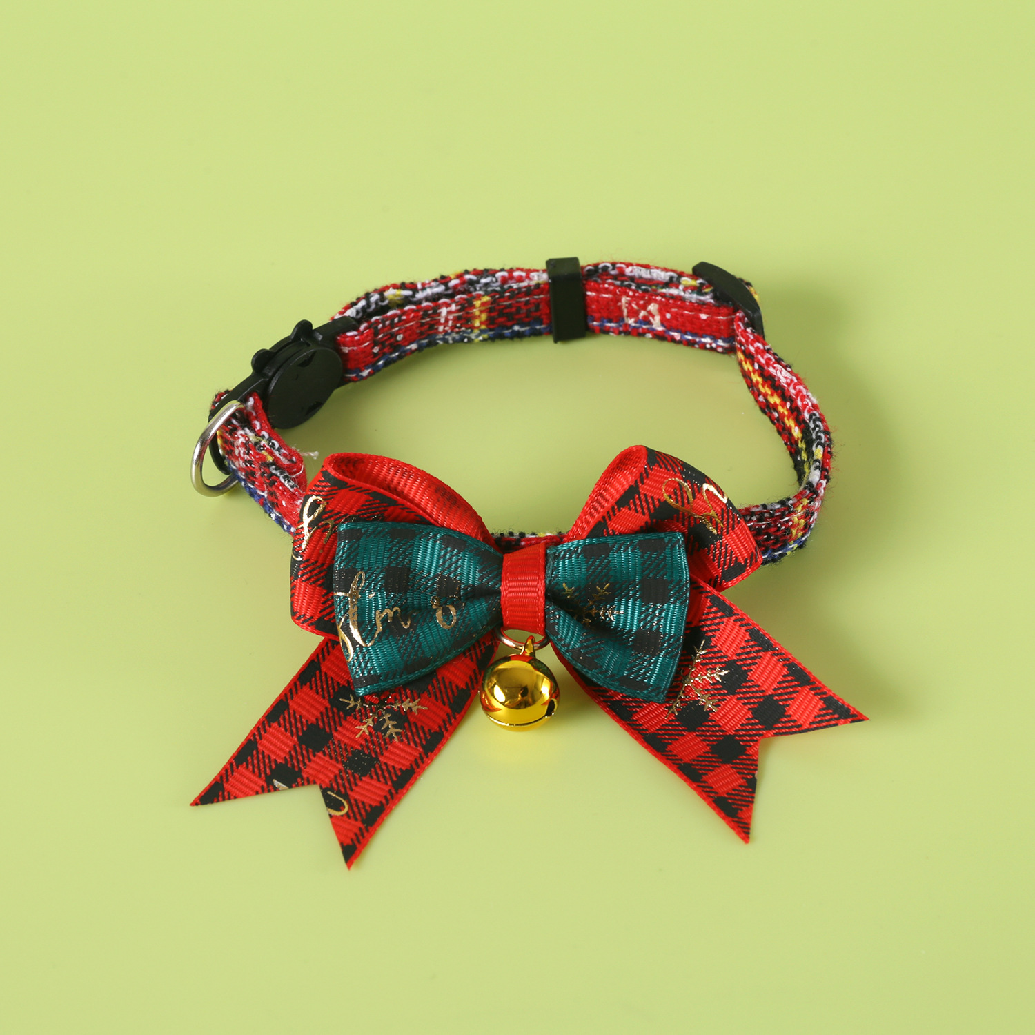 2025 mascotas Navidad arco collar anti-asfixia hebilla ajustable campana cuadrillas corbata estampado collar gato perro