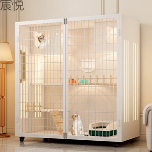 Yang'anju Pet Solid Wood House Home Cat House Indoor Extra Large Free Space Luxury Integrated Cat Cage