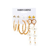 Earrings from pearl, brand metal set, suitable for import, European style