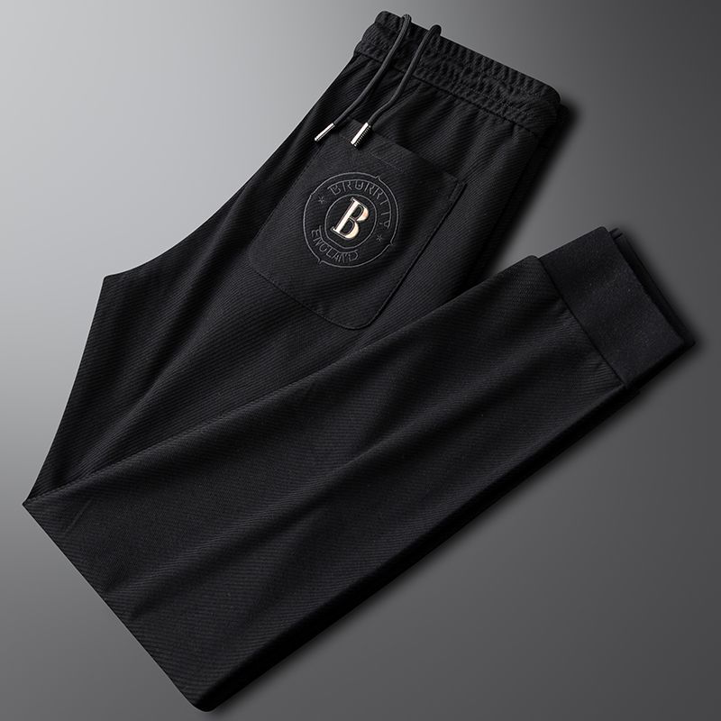 Wei für Männer im Frühling und Herbst, modische bestickte Knöchel-Sporthose, trendige Slim-Fit-Elastikhose für Herren mit kleinem Bein_voghion.com