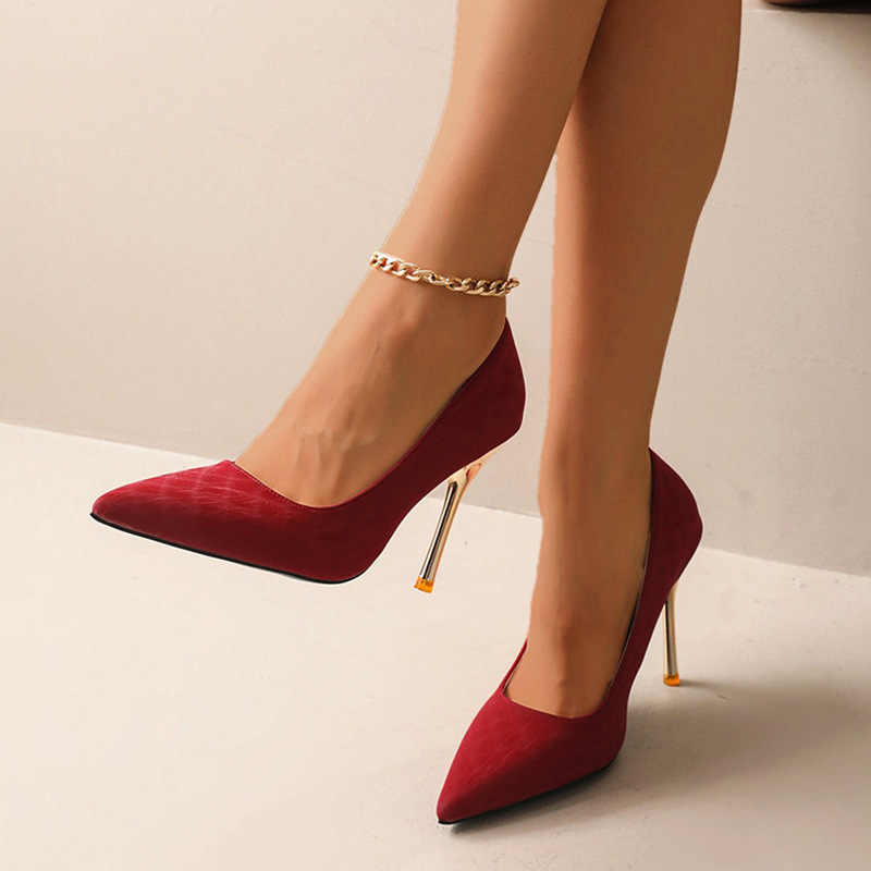 Foreign Trade Large Size High Heels 2025 Spring and Autumn New Style Stiletto Pointed Toe Slip-On Fashion Shoes for Women in Stock Wholesale