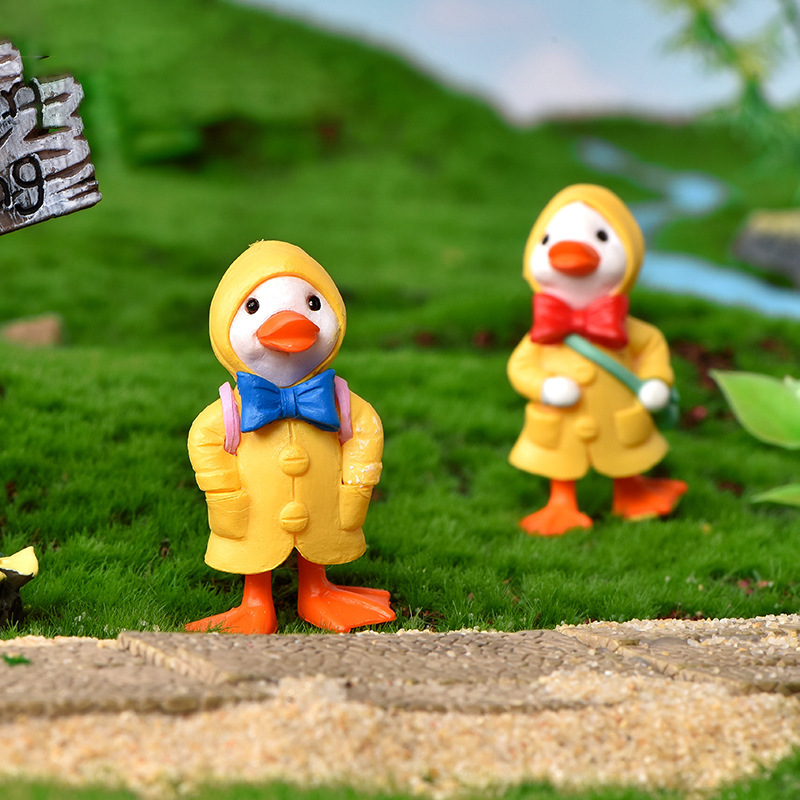 Directo de fábrica impermeable pato micro paisaje DIY jardinería decoración paraguas impermeable lindo pato artesanías de plástico