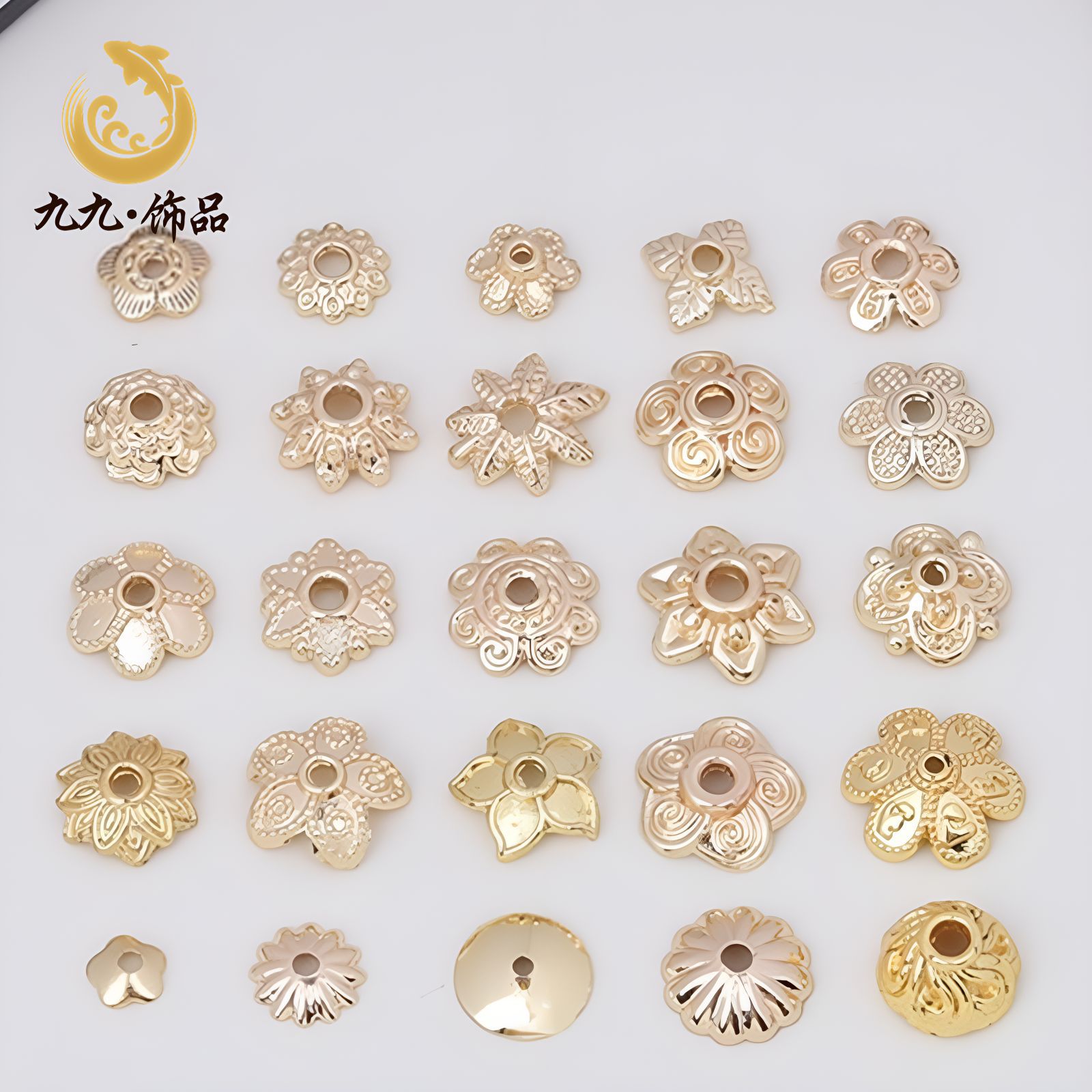 14K包金强保色手串花托手链diy饰品散珠配件材料项链隔珠串珠隔片