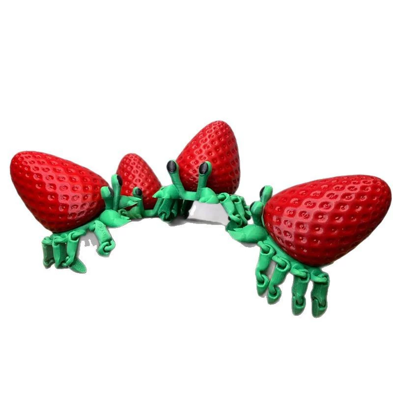 跨境新款Strawberry Crab клубника-краб подвижная joints игрушка 3D-печать маленький сувенир