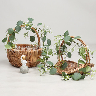 Spot Artificial Rattan Eucalyptus Leaves Star Bud Rattan Cross-Border Artificial Flowers Artificial Leaves Floral Decoration Simulated Rattan