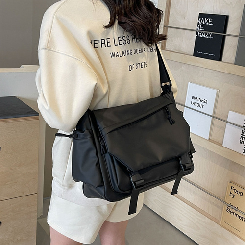 Leather bag for women, women's crossbody bag with oxford fabric, shoulder bag, underarm bag, fashionable and versatile small square bag