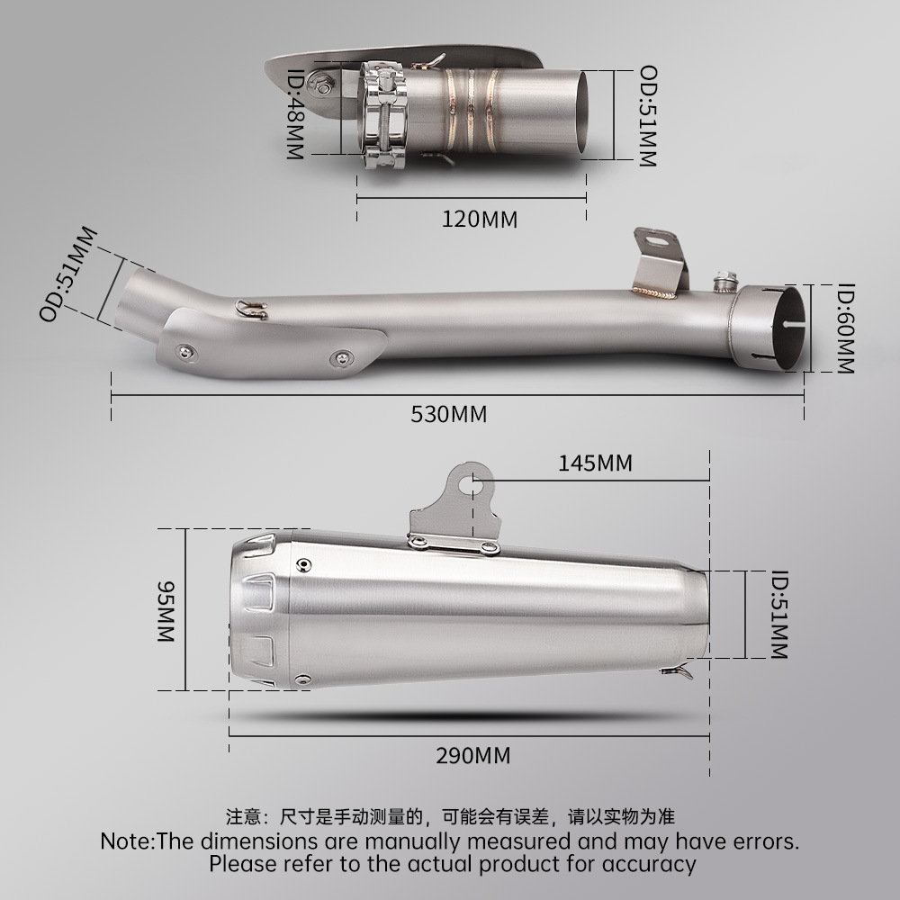 Suitable for Motorcycle Gsxr1000 Modification, Large R Middle Exhaust Pipe Tail Section, Non-Destructive Installation 2012-2022