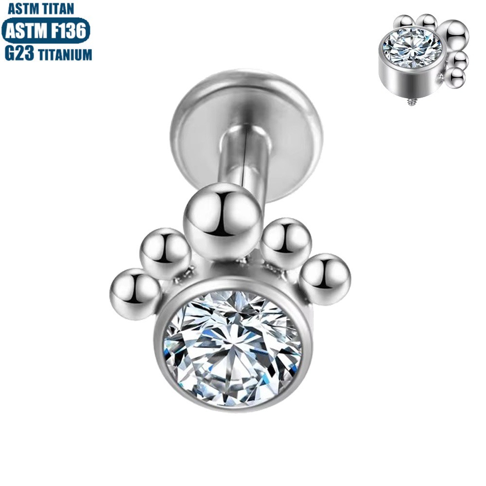 Labret stud lip piercing jewelry styling detail