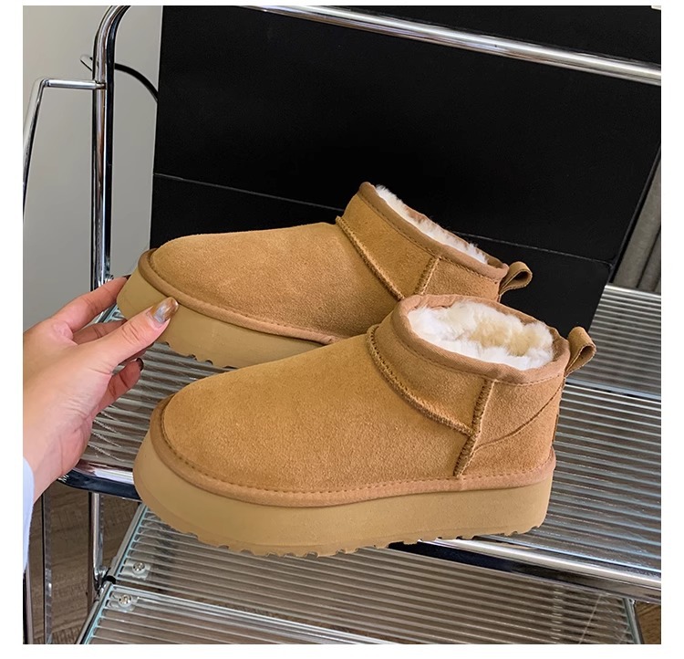 Women's Fur Lined Ankle Boots With Thick Platform Sole_voghion.com