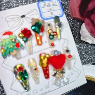 Mu Yan handmade real shot cross-border Christmas tree nail art style European and American heavy industry lively hot girl personality wear