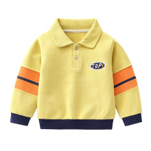 儿童长袖polo衫春秋新款中小童打底衫百搭拼色一件代发