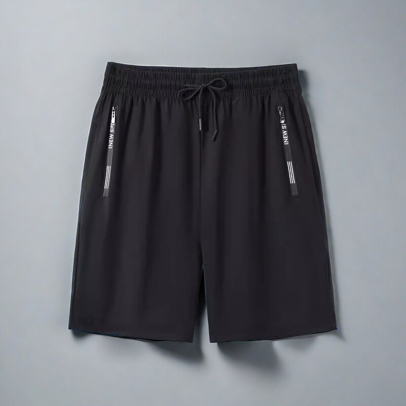 Men's Ice Silk Five-Point Pants Summer Quick-Drying Breathable Beach Pants High Elastic Running Sports Pants for Men