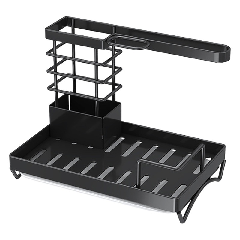 Cocina Mesa de cocina multi-capa plato de cocina toalla estante de almacenamiento botella de detergente estante de almacenamiento sin instalación palillos cuchillo y tenedor estante de trapo