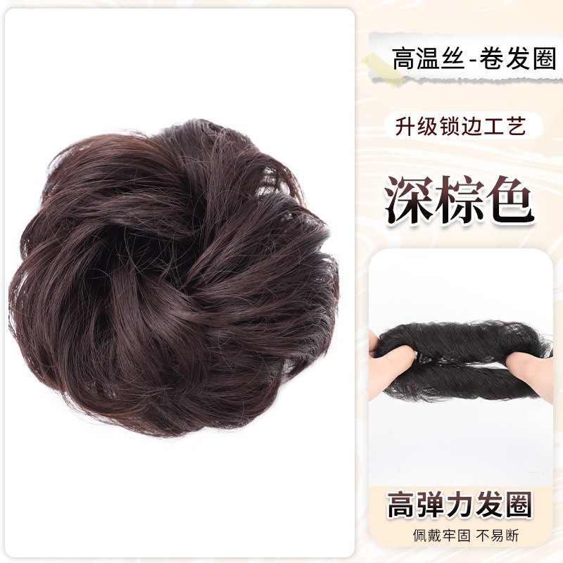 Peruca de cabeza de bola, anillo de pelo, brote de flores de oro, clip de agarre de cabeza, disco fluido natural, artefacto de pelo simulado, cráneo alto.