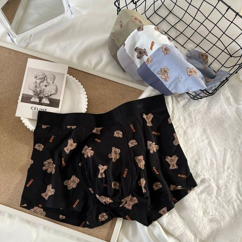 C343 cute bear cute print 60 pieces plain pull frame breathable skin-friendly refreshing close-fitting men's boxer briefs