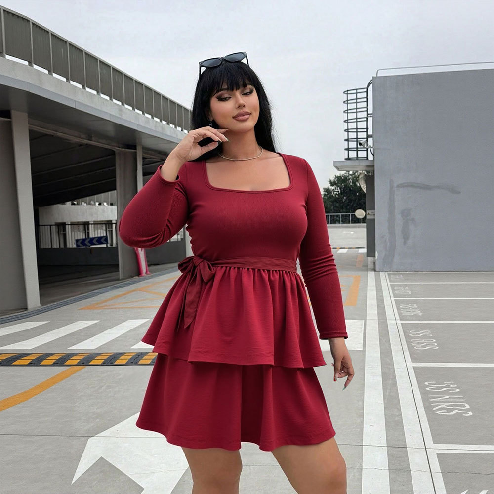 Elegant Long Sleeve Dress Slim Fit Solid Color Fashionable Style Perfect for Spring and Autumn Wholesale Available
