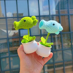 クロスボーダーエンドウシューター鉢植え手作りウールかぎ針編み小さな鉢植え寝室オフィスデスク車の装飾品