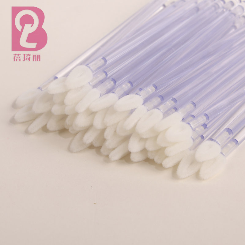 植绒一次性硅胶唇刷多功能透明塑料杆鸡心形尼龙毛唇刷眼影刷唇部