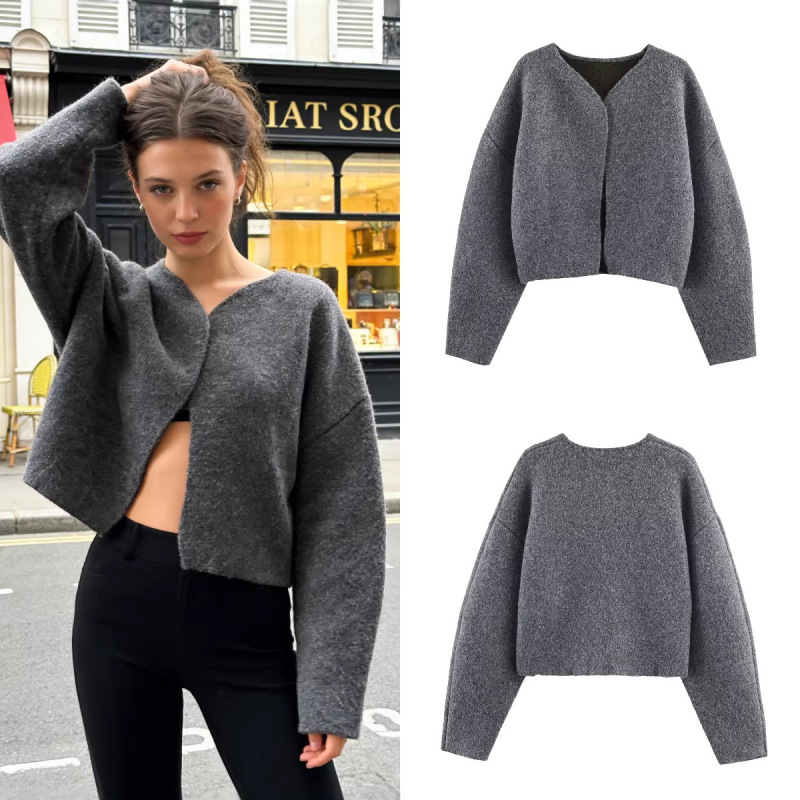 Z Brand Foreign Trade Cross-Border Ready Stock European and American Style Women's Fashion 2026 Spring New Fashion Double-Sided Knitted Jacket