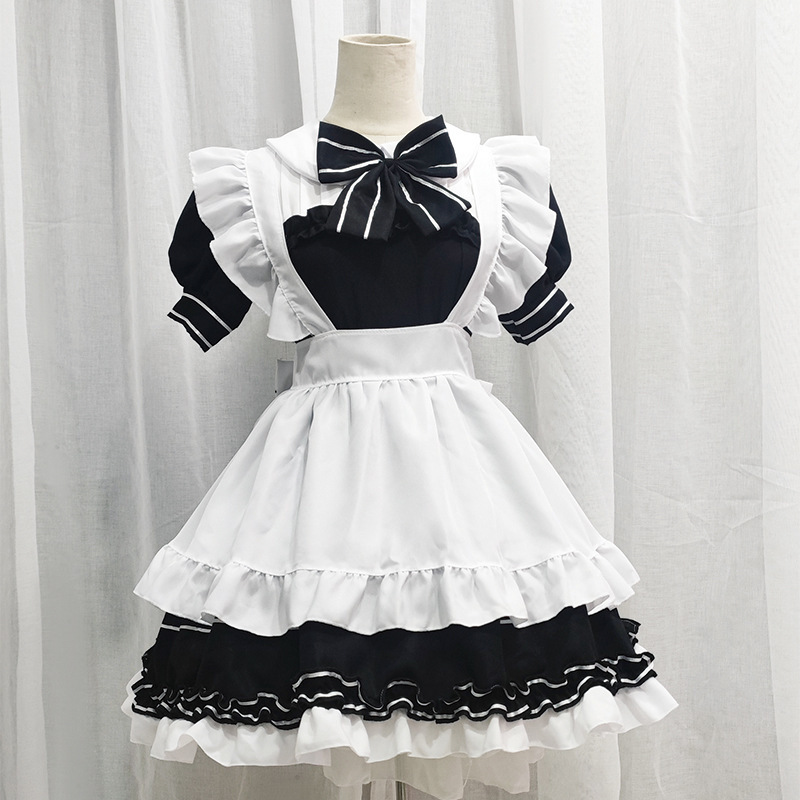 オリジナル日本系メイド服白黒小悪魔lolitaソフト妹制服小料理娘コスプレcos衣装|undefined