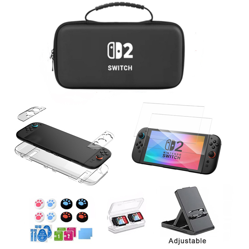 2025 nuevo conjunto de bolsa de almacenamiento switch2 cubierta protectora de caja de cristal switch2 película templada switch2