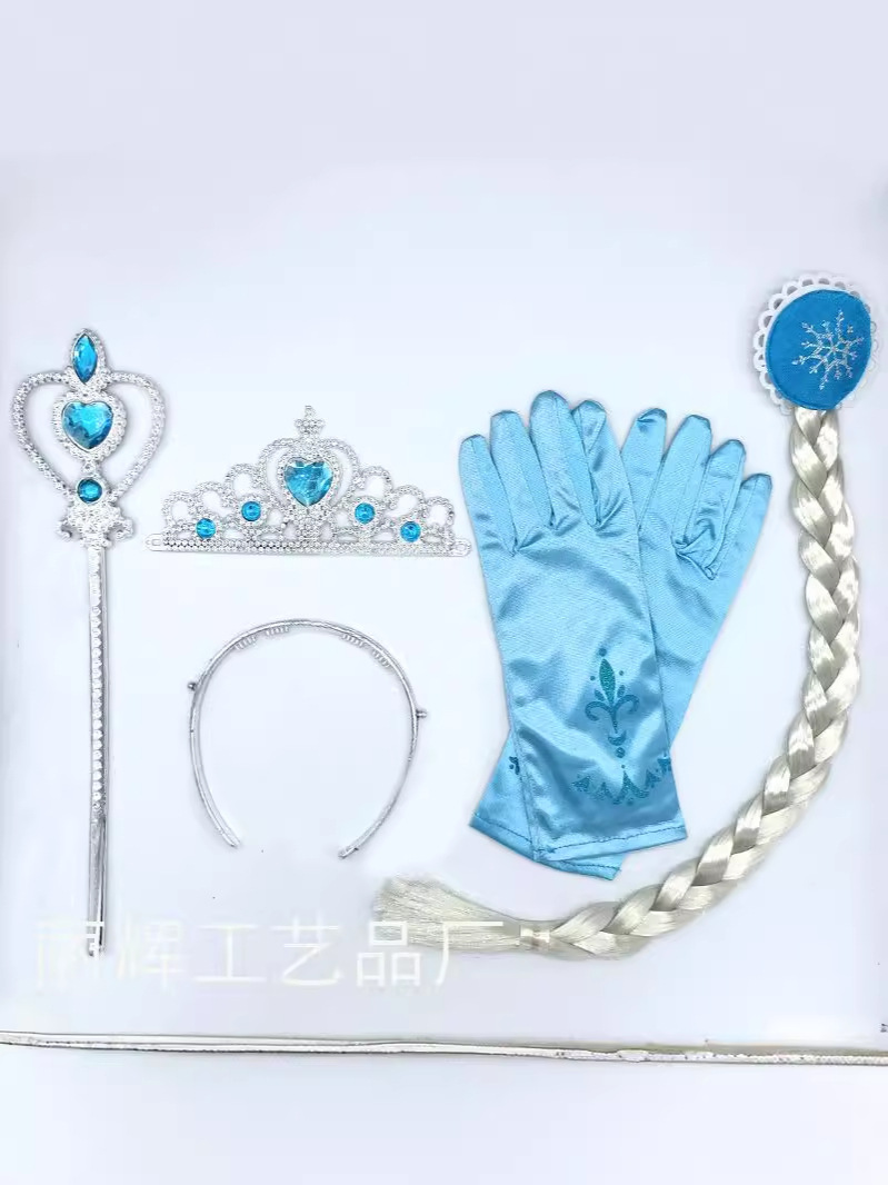 Niños Elsa varita mágica corona peluca trenzada juego de rol set de 4 piezas autorizado por Disney franquicia transfronteriza