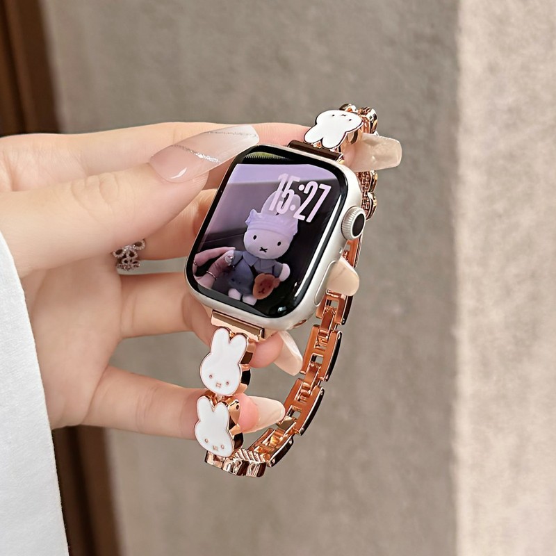 米菲兔表链适用S11苹果Applewatch手表iwatch小白兔金属S10/9表带|undefined