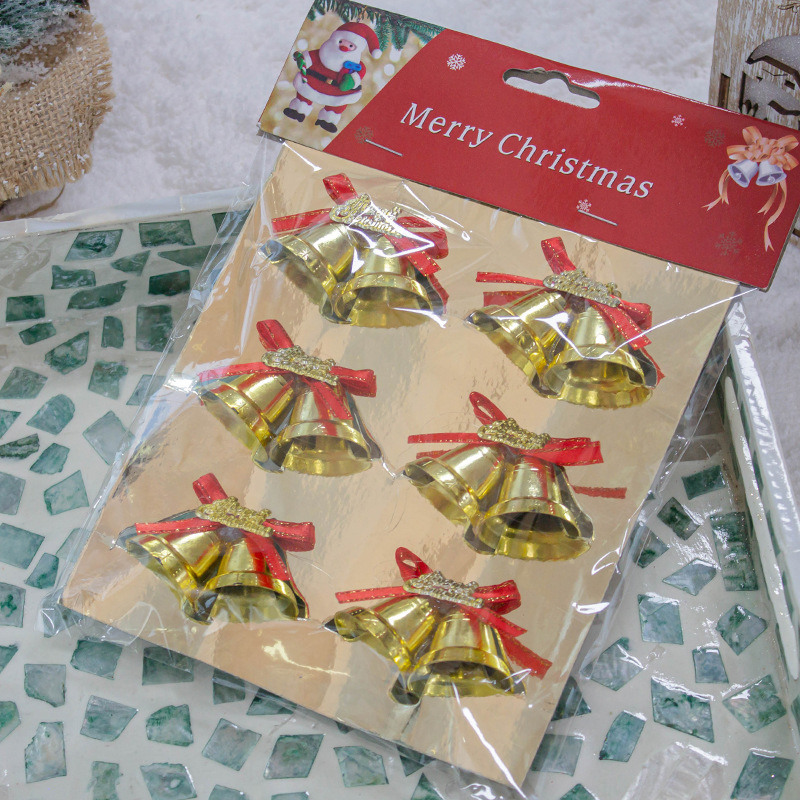 3cm campanas de oro personalizadas decoraciones navideñas plásticas galvanizadas string árbol de Navidad colgante accesorios DIY