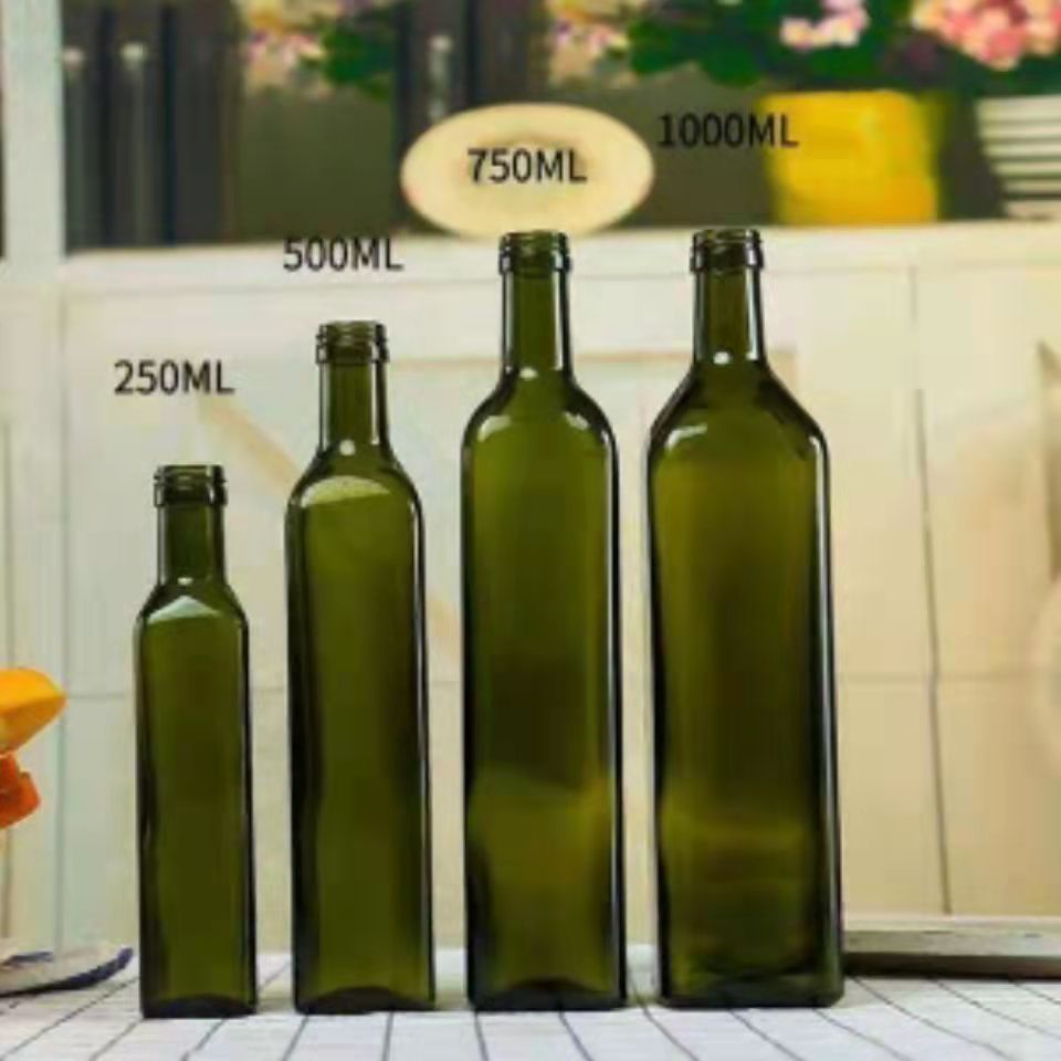 批发透明玻璃方形油瓶山茶油芝麻油瓶方形橄榄油瓶酱油醋分装油壶