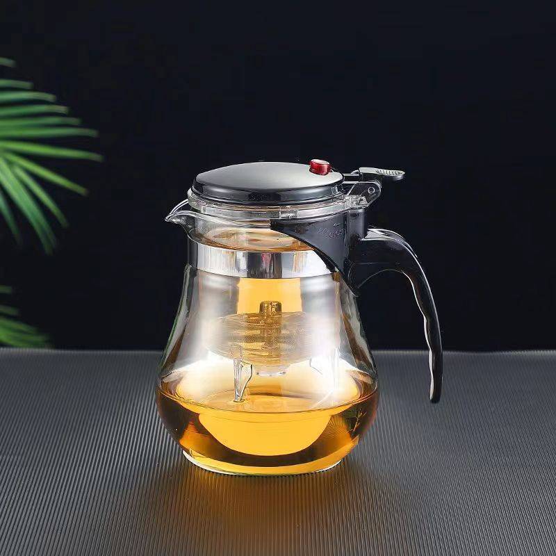 Tetera naranja verde de vidrio resistente a altas temperaturas taza flotante set de té tabla de té separación de agua té Pu 'er