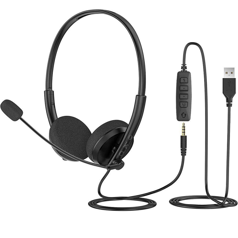 OKC Brand USB Traffic Headset 3.5mm Mobile Phone Headset Lightweight Headset for Online Class Conference Microphone U15