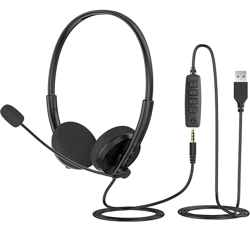 OKC Brand USB Traffic Headset 3.5mm Mobile Phone Headset Lightweight Headset for Online Class Conference Microphone U15