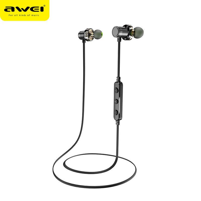 Awei X670BL Wireless Sports Bluetooth Headset Hanging Neck Type High Color Value HIFI Sound Quality Quad Core Dual Moving Coil