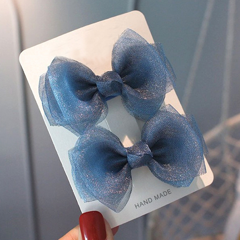 Europa y América ins perla hilo arco clip niños de tela horquilla 2-piece set hembra horquilla dulce malla cabeza accesorios para el cabello