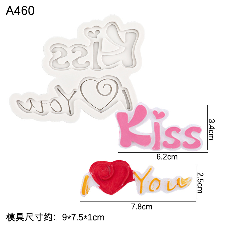 Día de San Valentín amor carta amor te amo carta silicona molde fondant chocolate pastel decoración molde