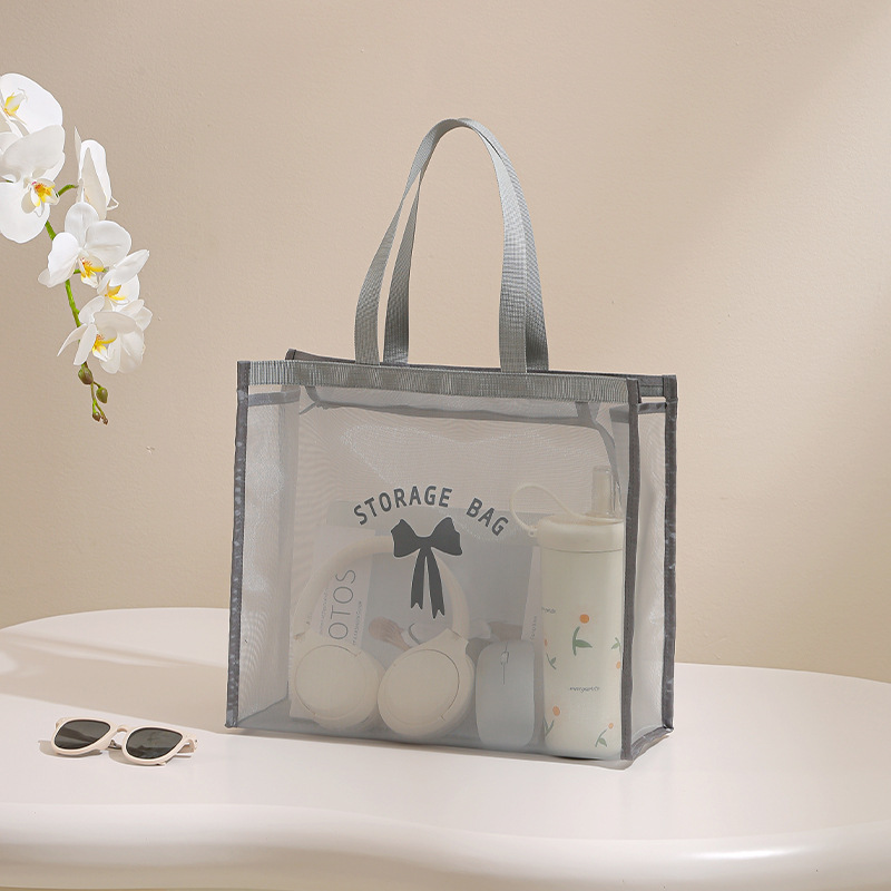 Bolsa de nailon de malla de gran capacidad impermeable, bolsa de cosméticos, bolsa de baño de almacenamiento y lavado transpirable portátil para damas de alta gama