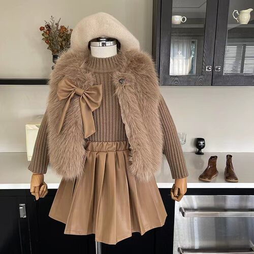 Children's vest, children's clothing, imitation fur, girls 'wool sweater coat, girls' students, children's babies, fashionable autumn and winter trend