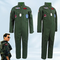 Military green Top Gun flight suit cos same style adult and children one-piece performance suit party stage performance outfit