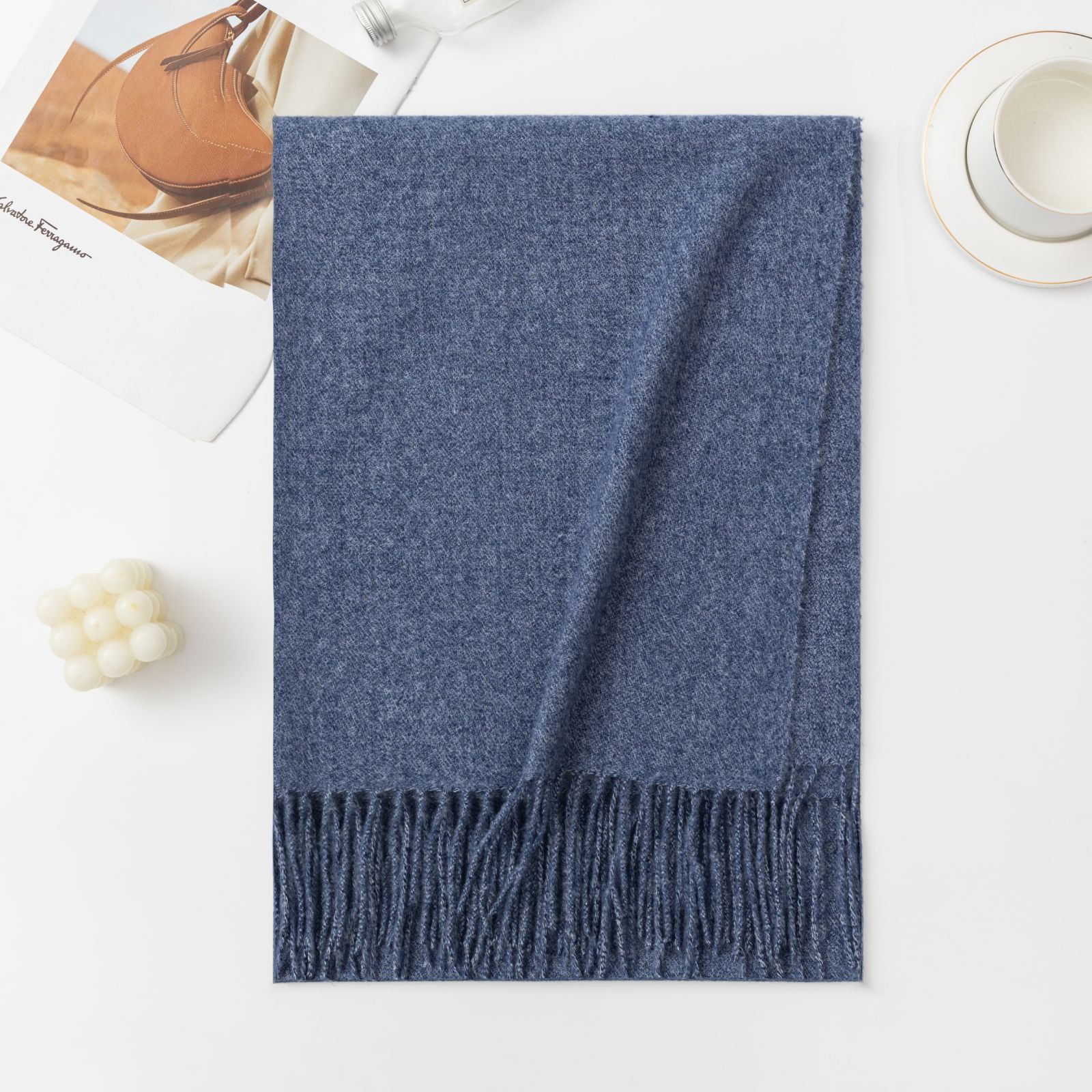 Bufanda ancha de cachemir para mujer, estilo chal de invierno de alta calidad, color liso con bordado floral, cálida para dama