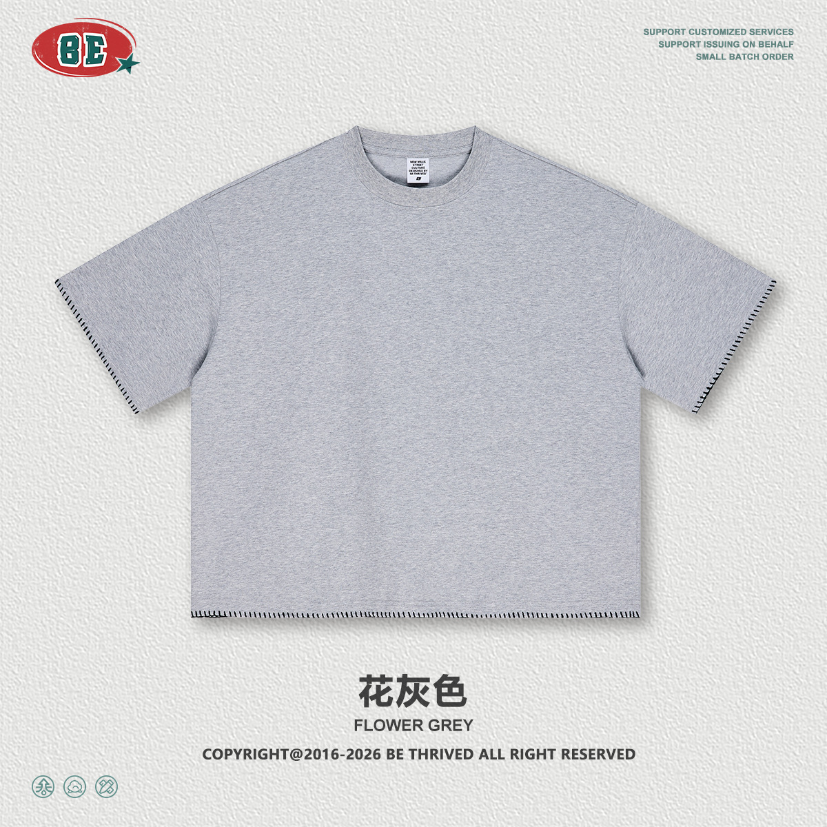 Be Hombres| Corto americano ancho Boxyfit Solona cuello redondo suelto camiseta de manga corta de diseño sensación de chaqueta casual para hombre