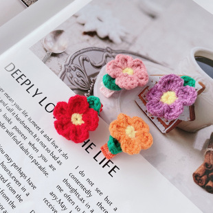 Autumn and Winter Sweet Flower Handmade Wool Children's Hair Clip Baby's Hair-free Mini Small Hair Clip Side Clip Women's Hair Accessories