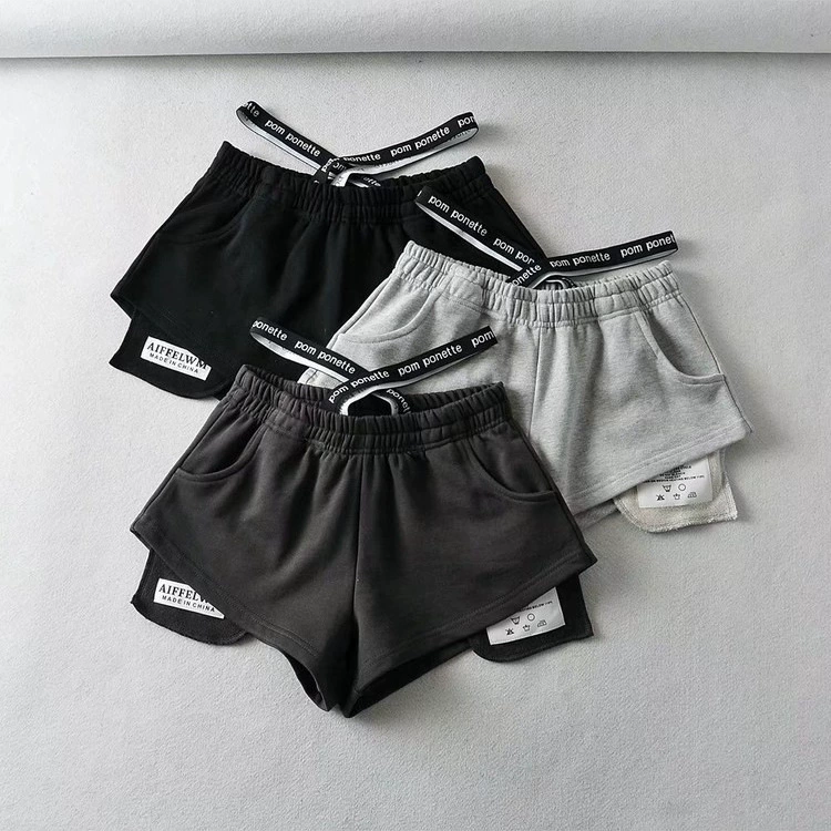 Дизайнерские нишевые шорты с высокой талией женская летняя горячая девушка ветер эласткая талия наклейка, чтобы получить свободную талию, широкие ноги повседневные шорты