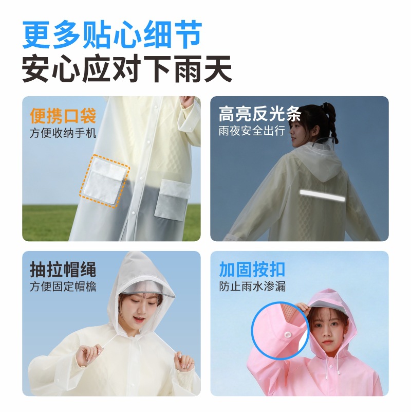 Impermeable EVA grueso para adultos, poncho portátil de una pieza, largo, impermeable, para senderismo y actividades al aire libre, venta al por mayor y personalización. image 3