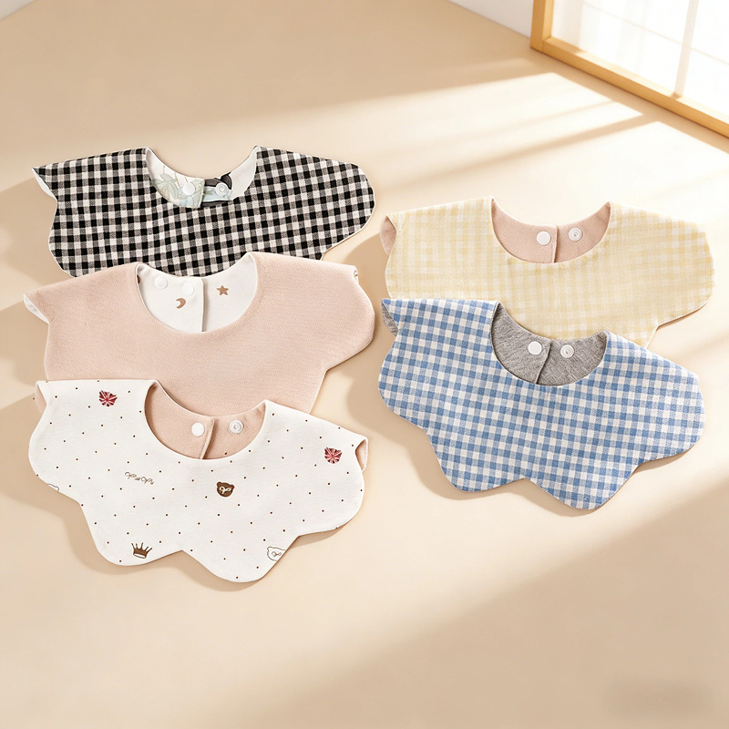 K**Y Korean Same Style Double-Sided Saliva Towel Newborn Bib Type a Pure Cotton Water-Absorbent Skin-Friendly Anti-Vomiting Bib