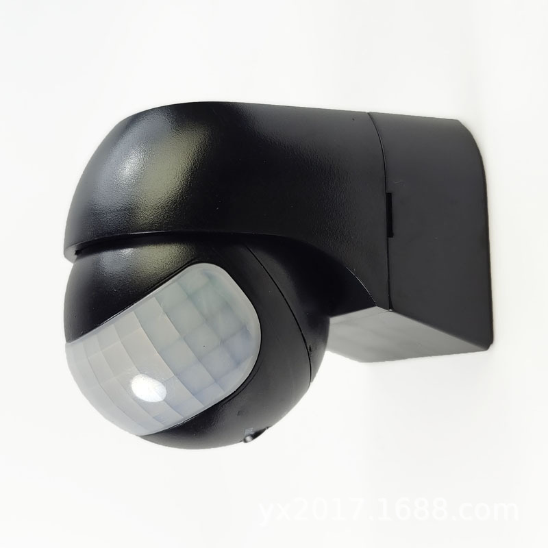 黑色220v人体红外感应开关智能独立式感应器光控延时传感器30米