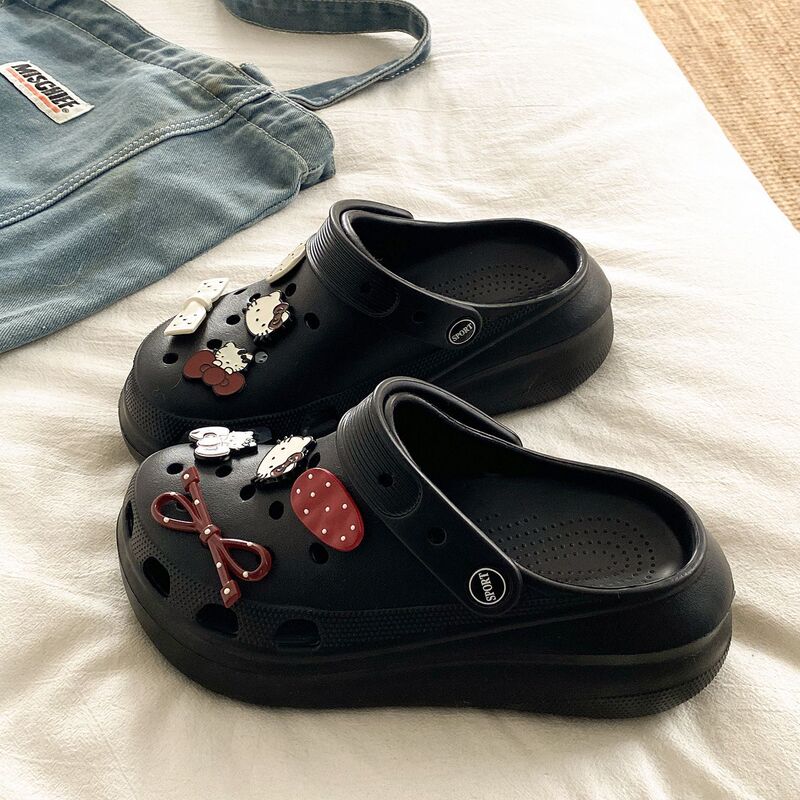 Women's Puff Style Sweet Cool Clog Shoes for Summer, Lightweight, Durable, Closed-Toe Sandals, Non-Slip, Thick-Soled, High-Heeled Women's Puff Style Sweet Cool Clog Shoes for Summer, Lightweight, Durable, Closed-Toe Sandals, Non-Slip, Thick-Soled, High-Heeled