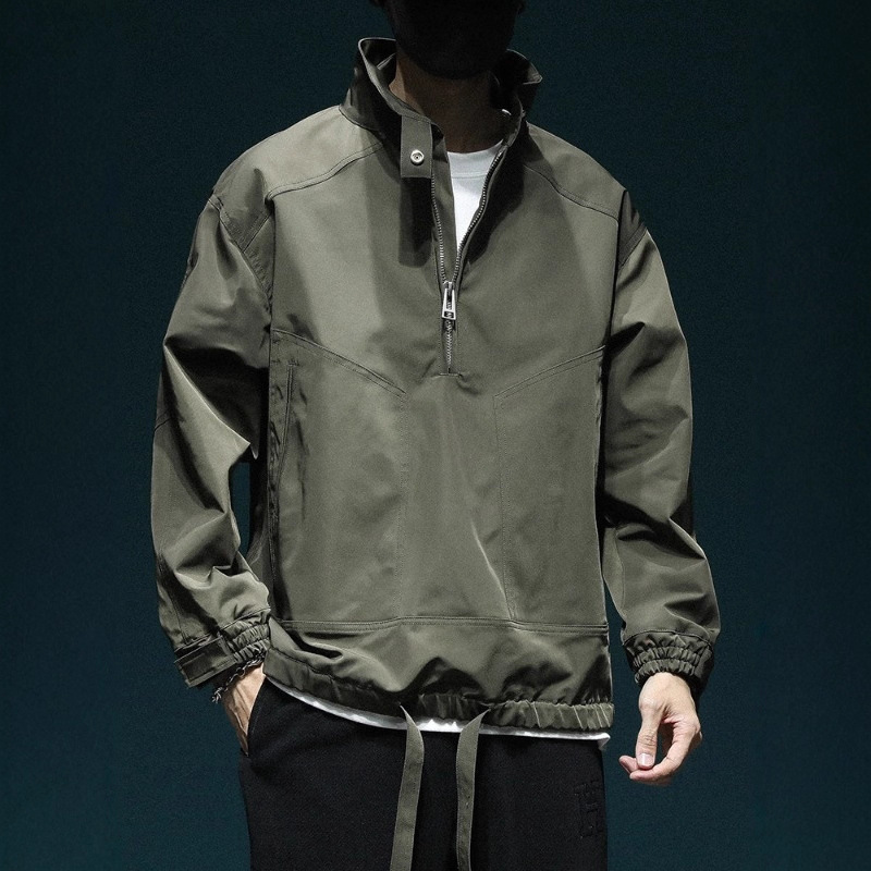 American Retro Jacket Men's Autumn Trendy Loose Plus-Size Versatile Casual Zipper Workwear Sweatshirt